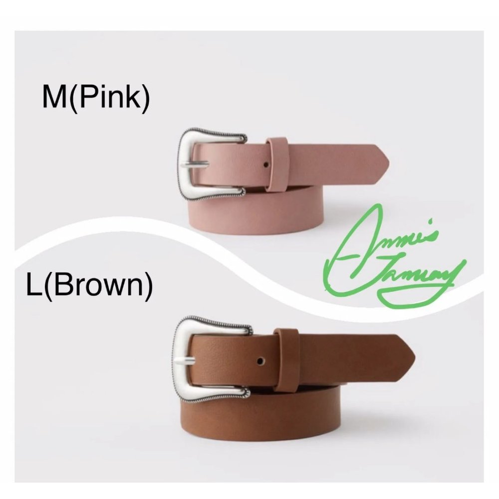 ZARA Girl's Buckle Belts(Pink, Brown/ M, L : 7 Years -14 Years)